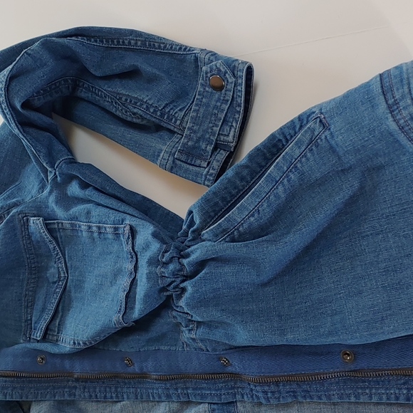 Style & Co Size XL Jean jacket with cinch waist 4 pockets tab 2 snap button cuff - Picture 9 of 14